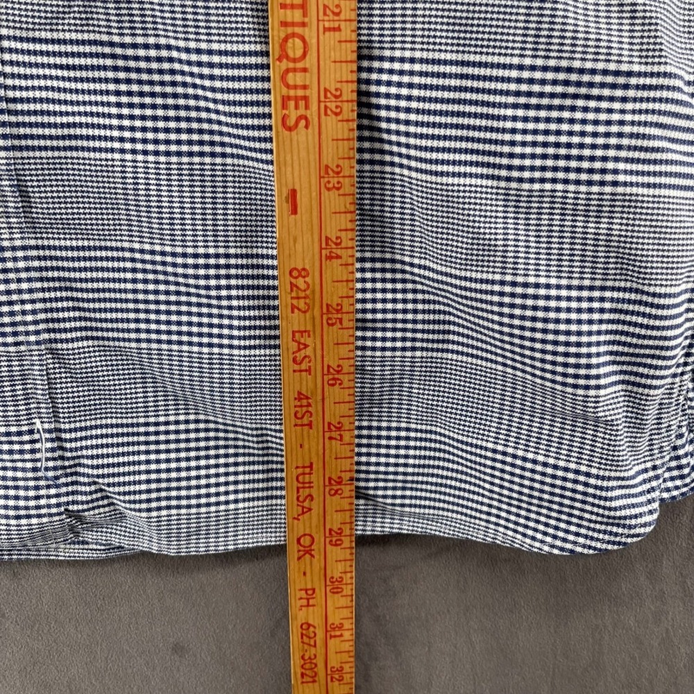Brooks Brothers Red Fleece Mens Navy Blue White Micro Check Button Down Shirt L - Picture 8 of 8